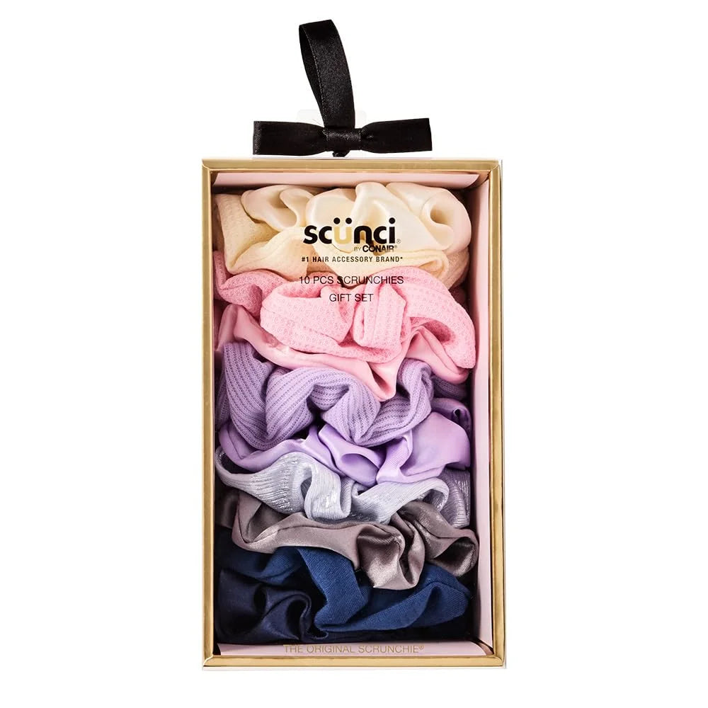 Scunci by Conair 10pk Scrunchie Box - hair ties - teen girl gifts trendy stuff - hair elastics - hair accessories for girls and women - Assorted Colors