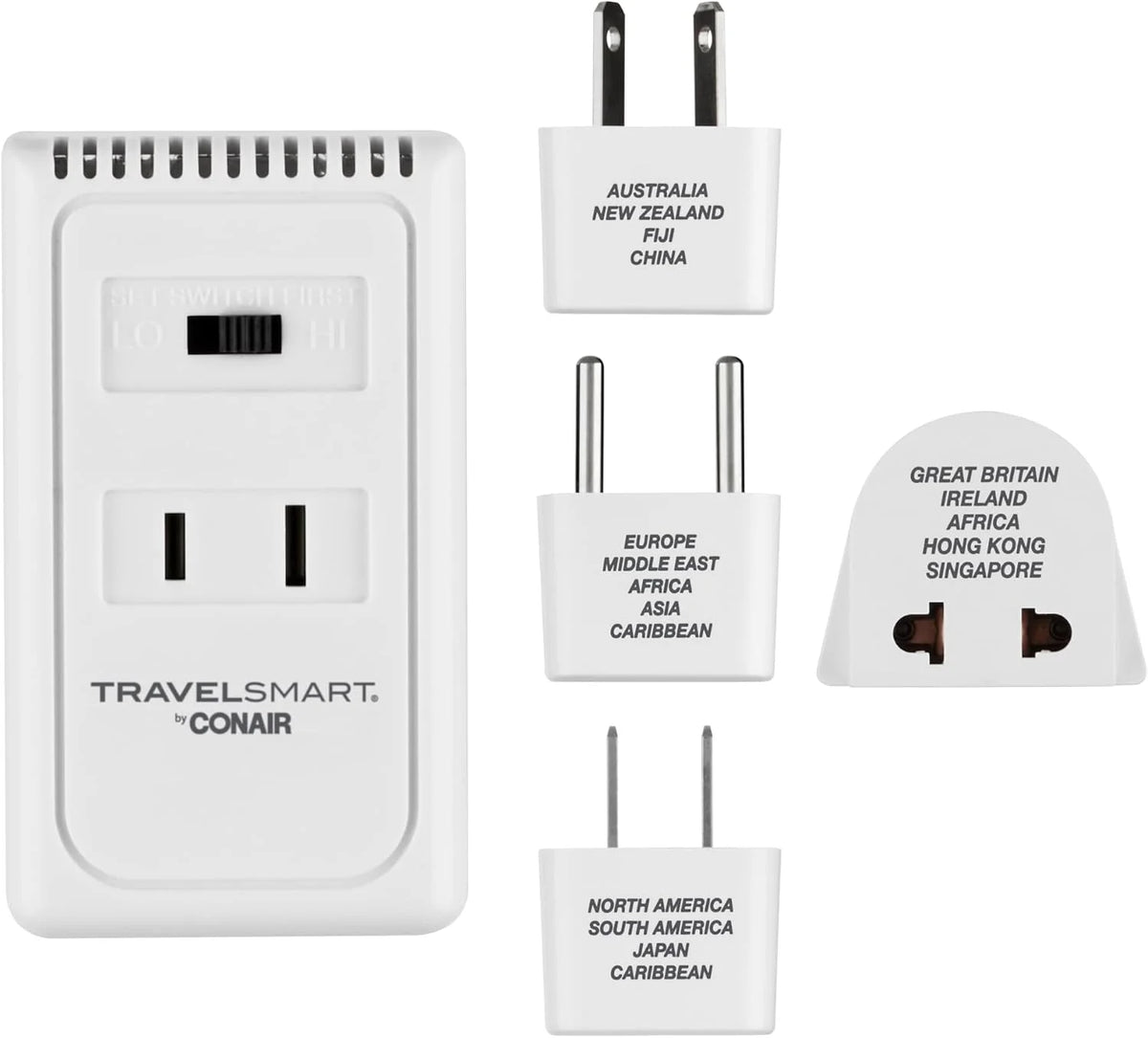 Conair Voltage Converter and Universal Travel Adapter, European Travel Plug Adapter, Univerasal Adapter Plug Converter for Travel, 6 Piece Set