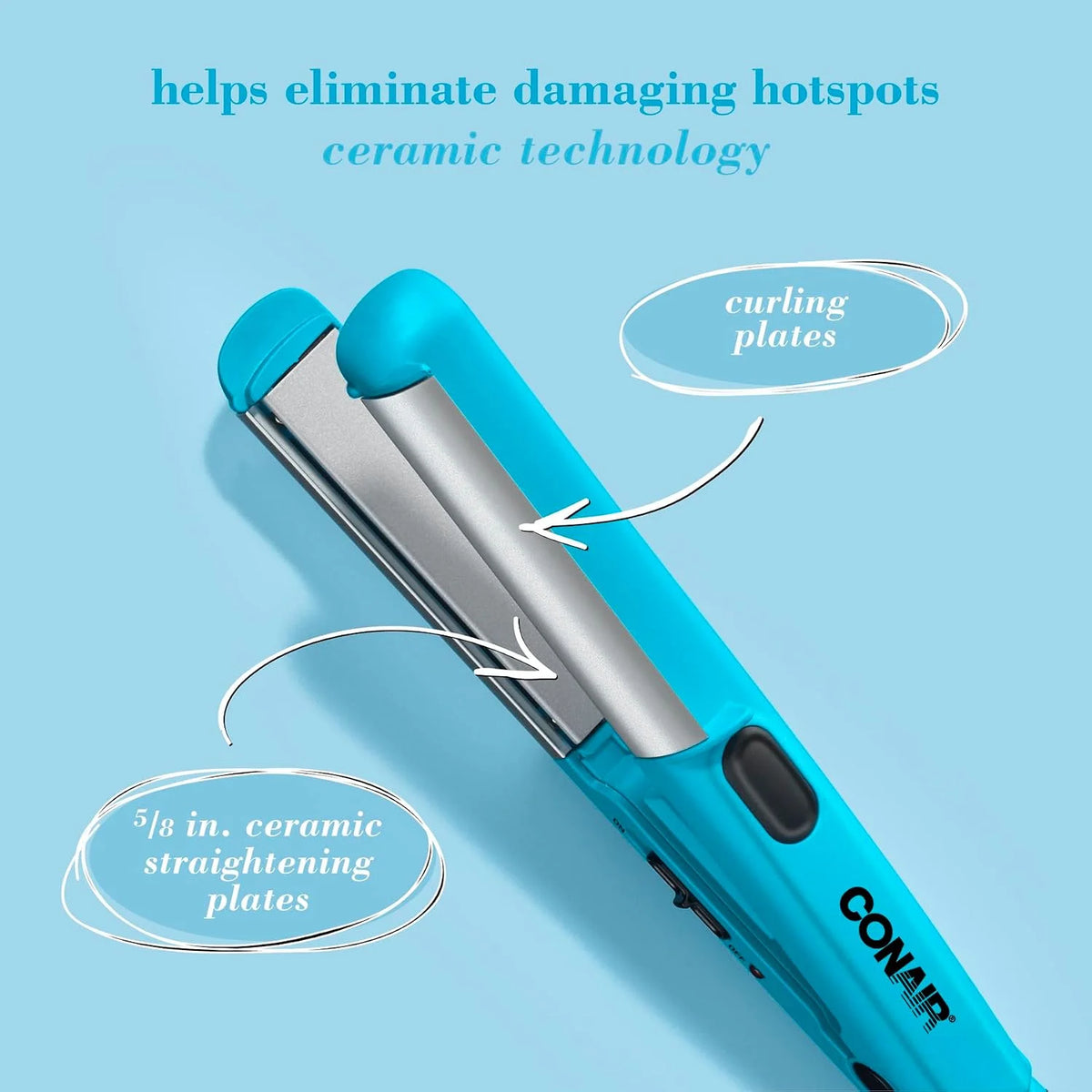 Conair Mini Dual Deluxe Styler; Add Curls and Waves - or - Straighten; Perfect for On-The-Go Styling