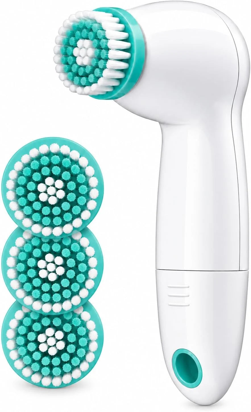 True Glow by Conair Sonic Facial Cleansing Brush (FCB6N) – Waterproof Electric Face Scrubber Set with 3 Brush Heads, Battery Operated for Deep Pore Cleansing & Exfoliating