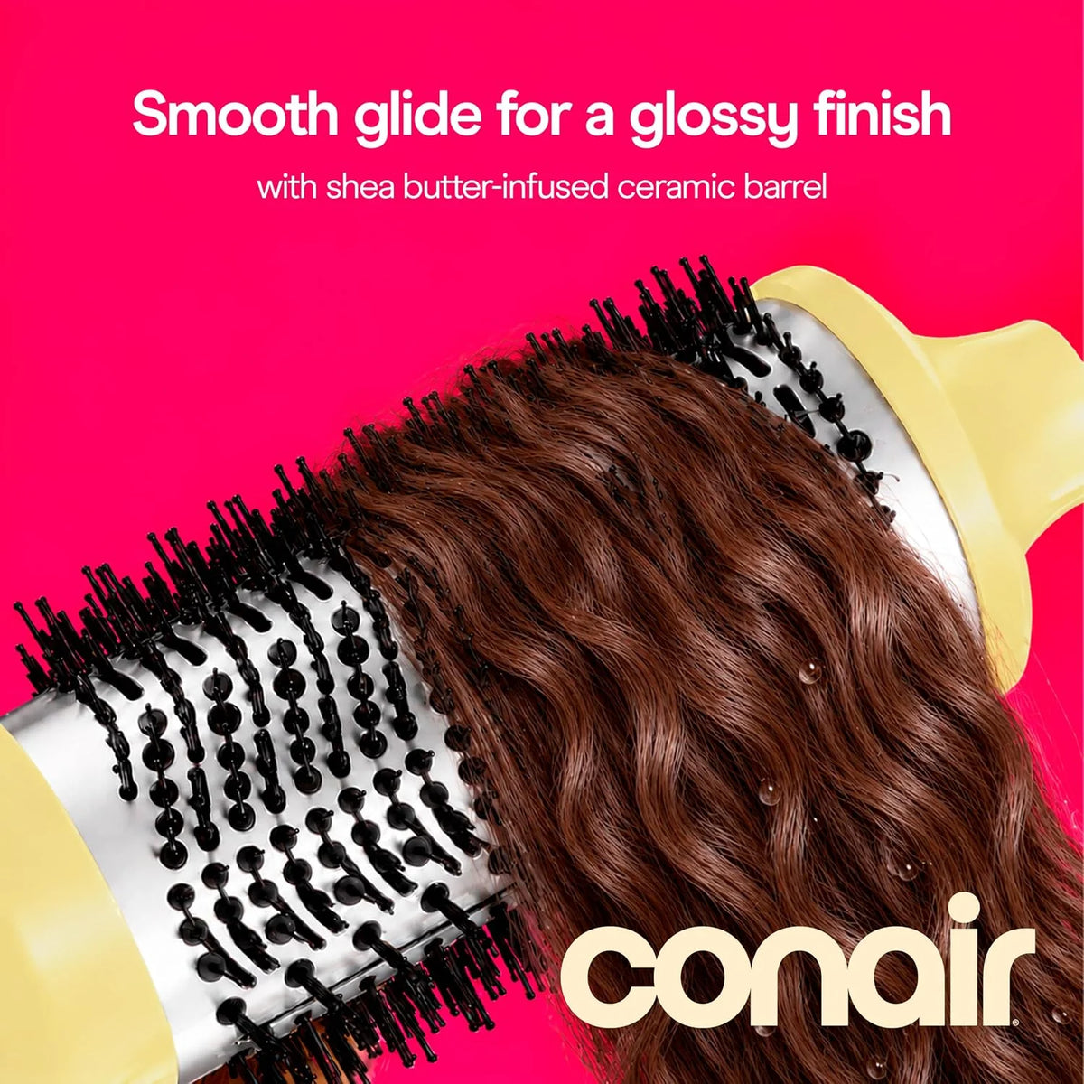 Conair Oval Blow Dryer Brush with Shea Butter Ceramic Technology, Yellow