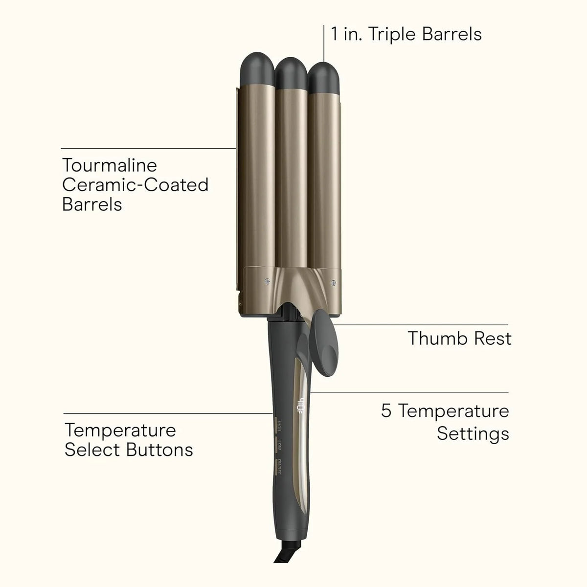 Conair Curling Iron & Waver, INFINITIPRO, Triple Barrel, Gray