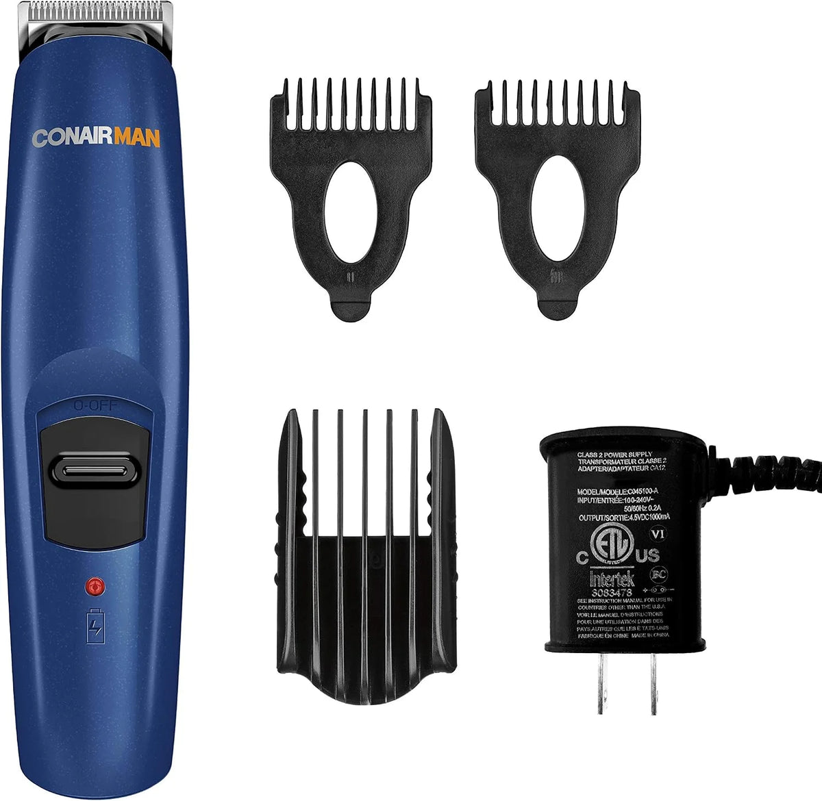 ConairMAN Beard Trimmer for Men Includes Nose and Ear Hair Trimmer and with 5-Position Comb Attachment, 5 piece Men's Grooming Kit, Battery Operated