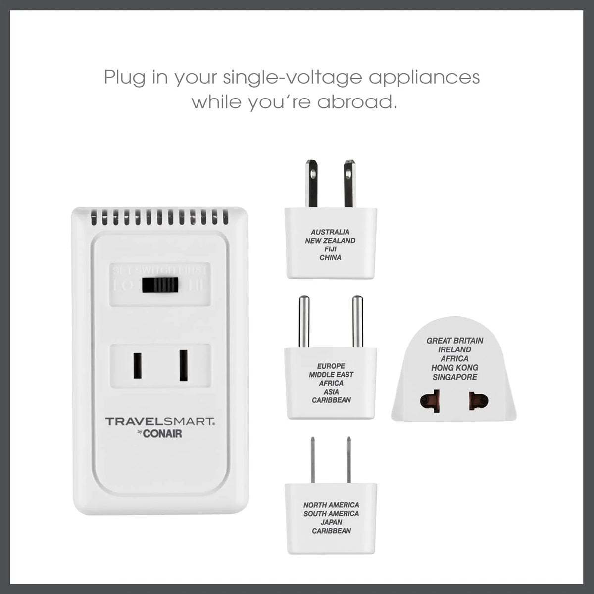 Conair Voltage Converter and Universal Travel Adapter, European Travel Plug Adapter, Univerasal Adapter Plug Converter for Travel, 6 Piece Set