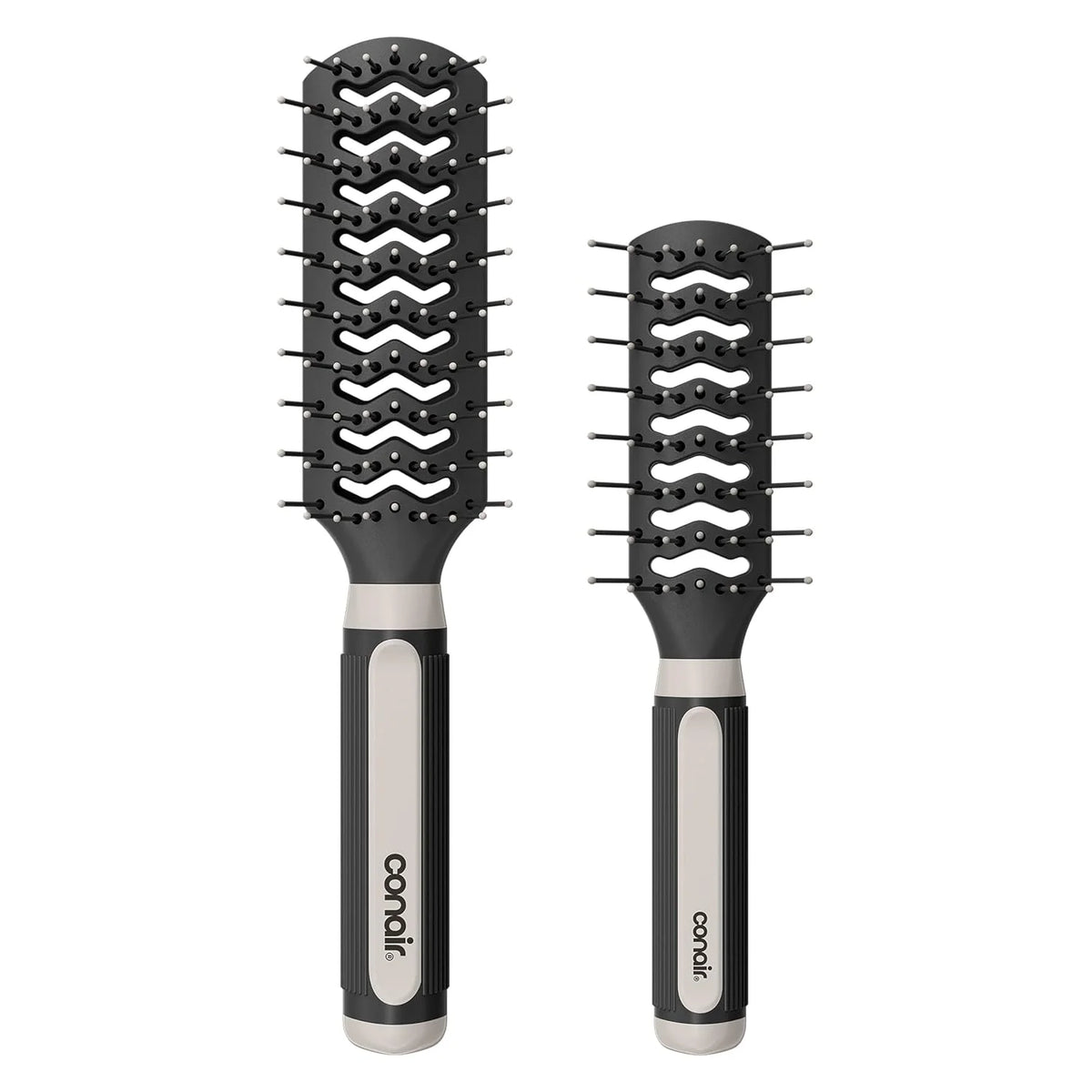 Conair Hair Brush Set, Grip & Lift Vent, Full-Size & Mid-Size, Black