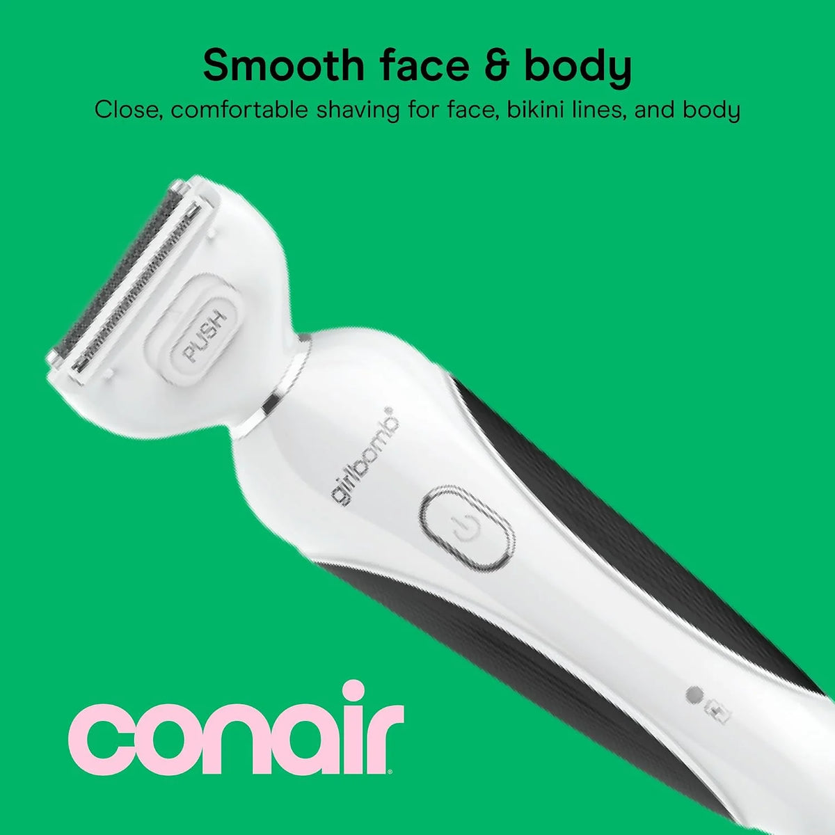 Conair Girlbomb Body & Face Shaver for Women, Cordless, 75-Minute Runtime