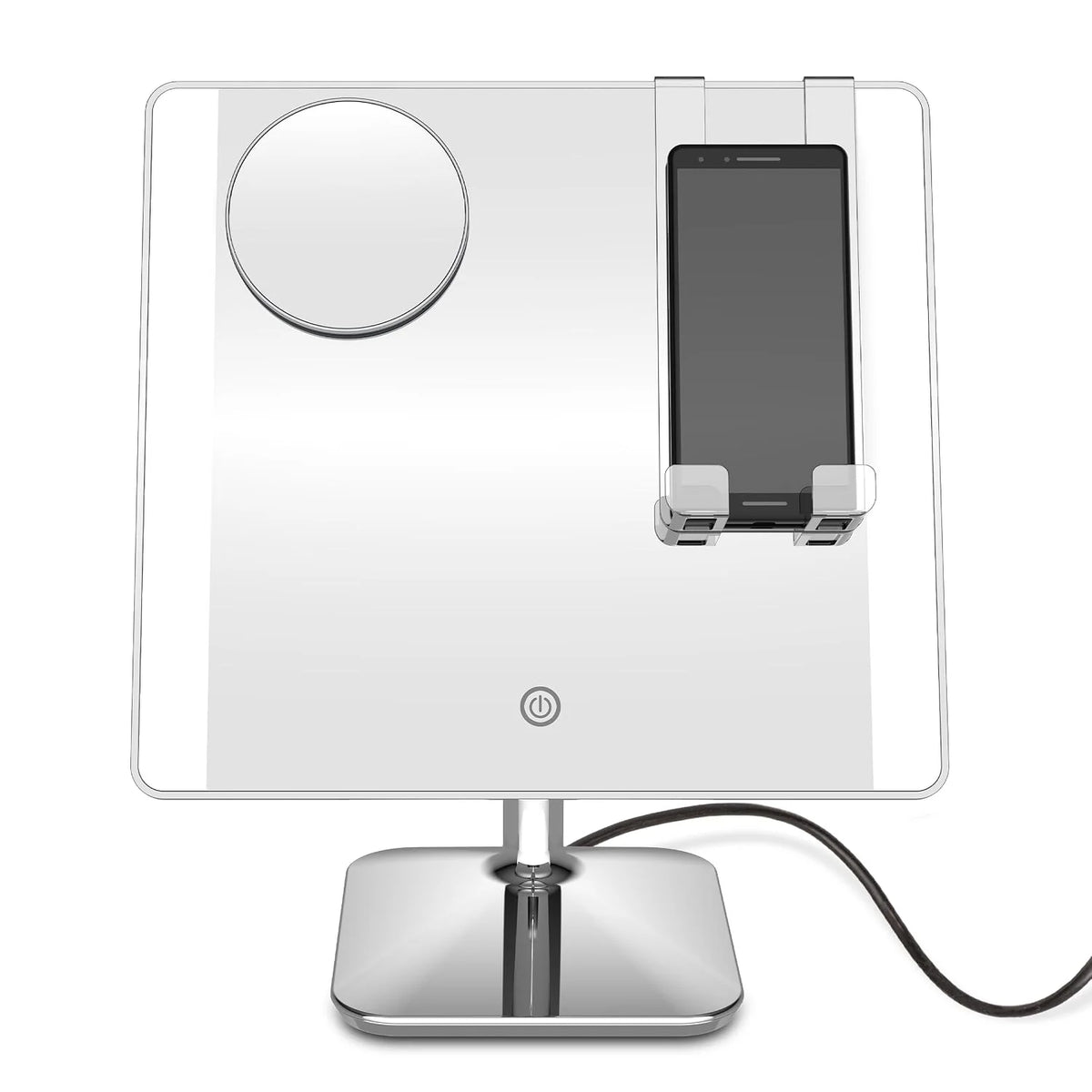 Conair Lighted Makeup Mirror, LED Vanity Mirror, 1X/10X Magnifying Mirror with Phone Holder, Corded in Polished Chrome