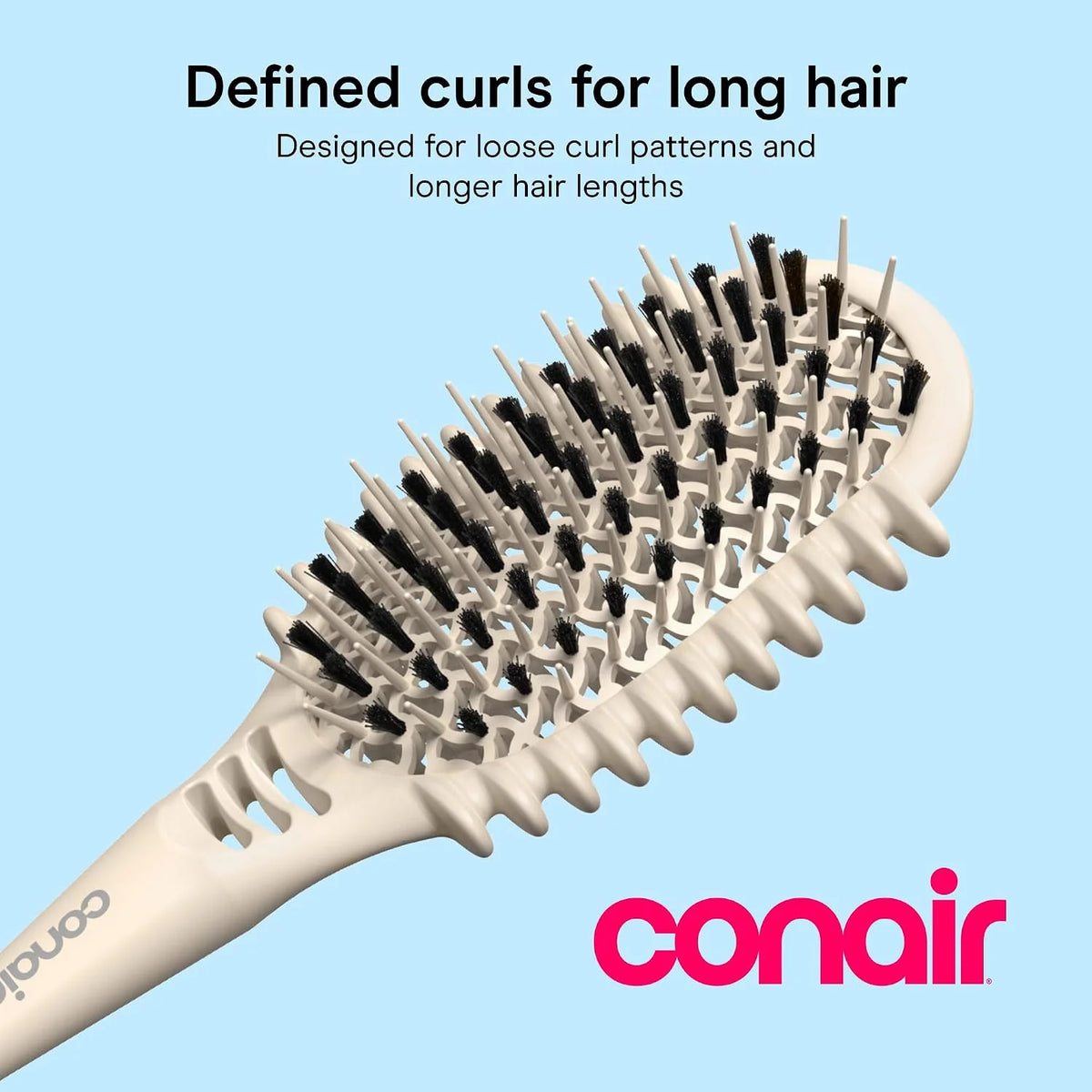 Conair Detangling Brush for Curly Hair, Loose Curls & Long Hair, White