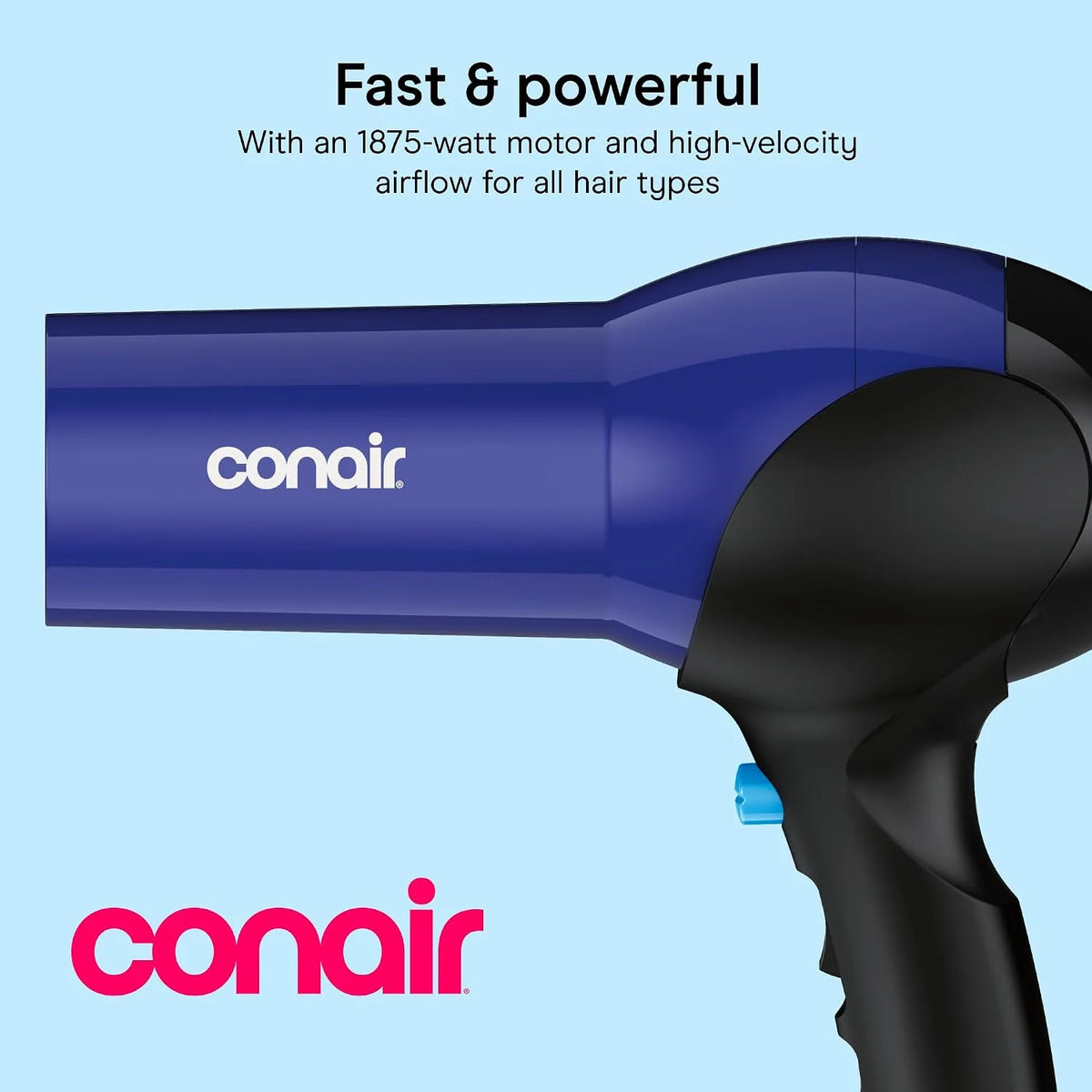 Conair Lightweight Hair Dryer, 1875W, Diffuser & Concentrator Attachments