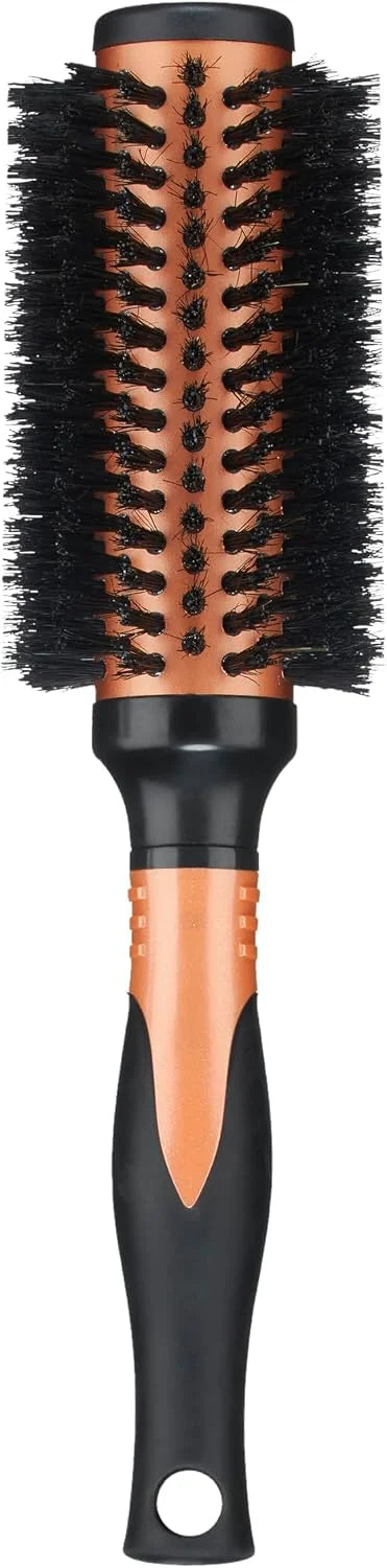 Conair Copper Pro Mixed Boar Bristle Round Hair Brush with Medium Barrel, CopperCoated Metal for Even Heat Distribution, Natural Oil Distributing Bristles, Ideal for Smoothing Wavy or Curly Hair