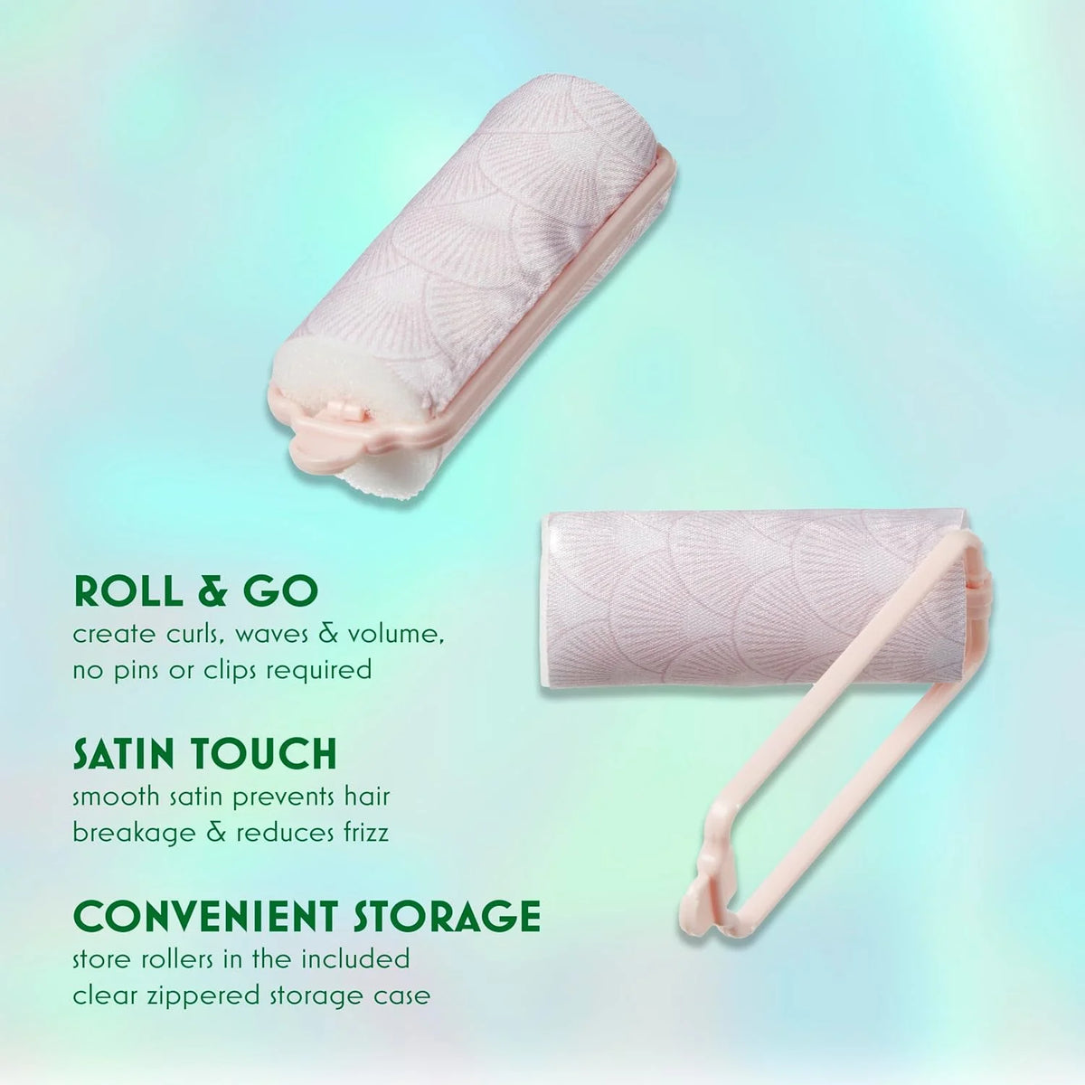 Wicked Glinda 6PK Satin Rollers - hair rollers - foam rollers - heatless hair curlers - Scunci by Conair