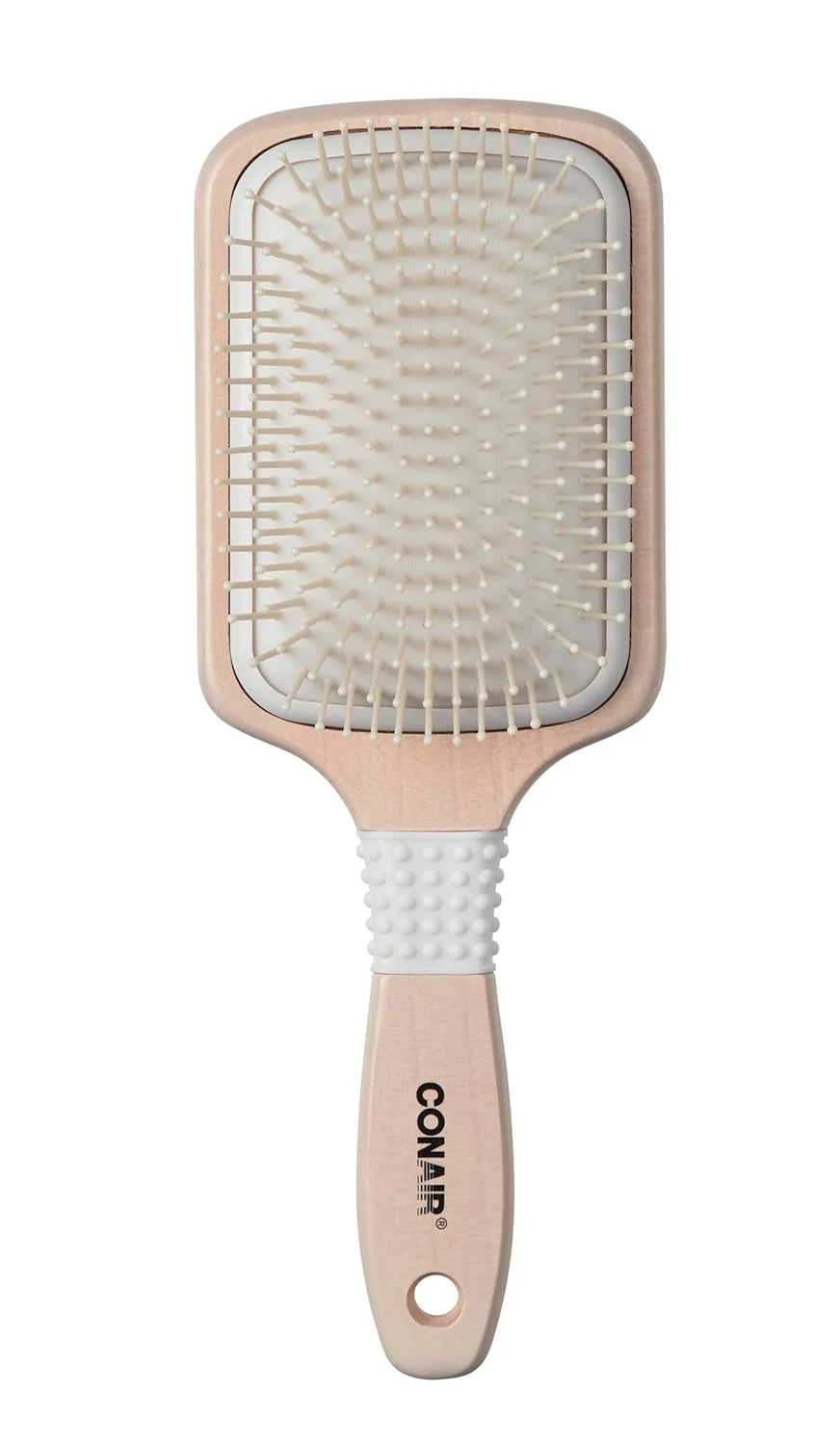 Conair Paddle Hair Brush, Ceramic Wood, with Nylon Bristles, Off White