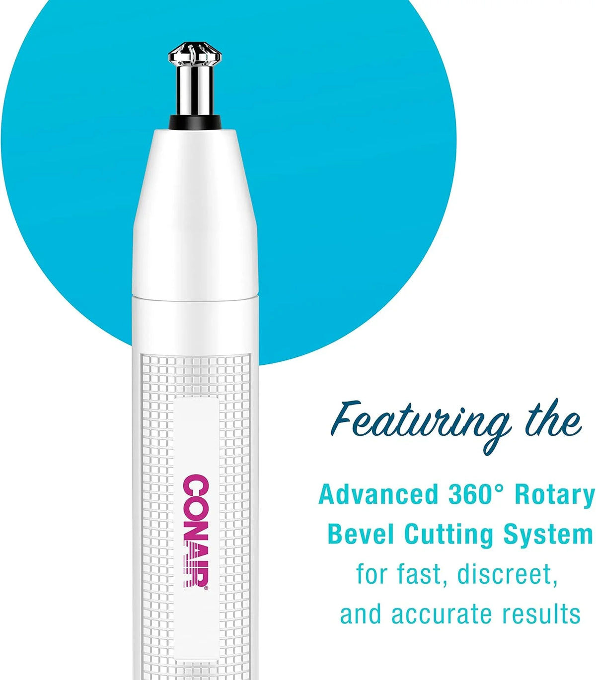 Conair Ear & Nose Trimmer, Cordless, Washable Head, White/Purple