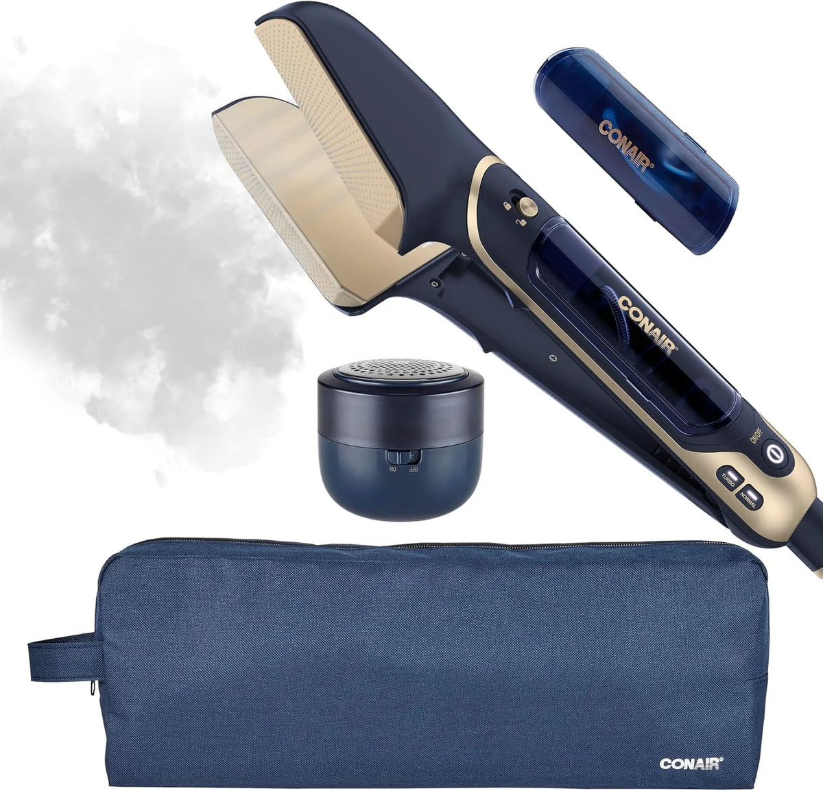 Conair SteamStylist 3-in-1 Steam Press and Iron Steamer for Clothes, Clothes Steamers for Clothes, Travel Steamer, Includes Fabric Shaver, Extra Water Tank and Storage Bag, Midnight Blue