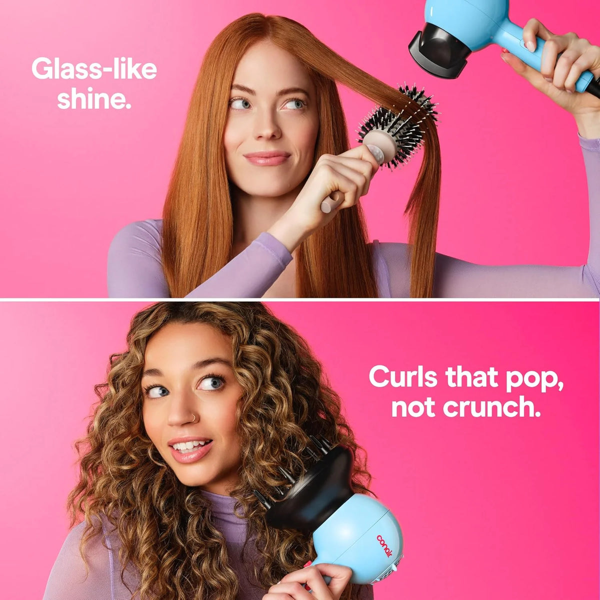 Conair Cake Pop Hair Dryer, 2 Attachments, Blue Buttercream Blow Dryer