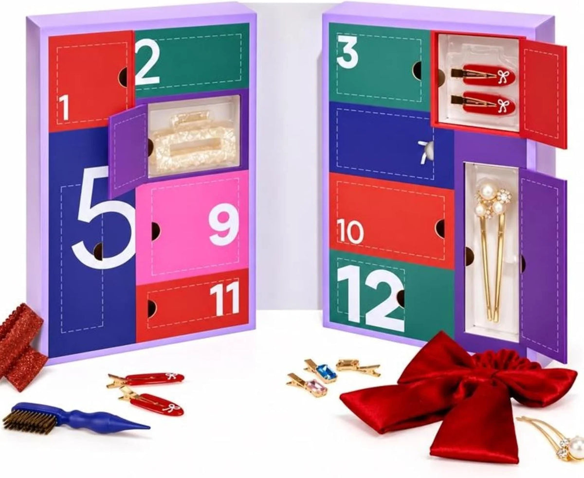 Conair Advent Calendar, Hair Accessories for Women, 24-Piece Gift Set
