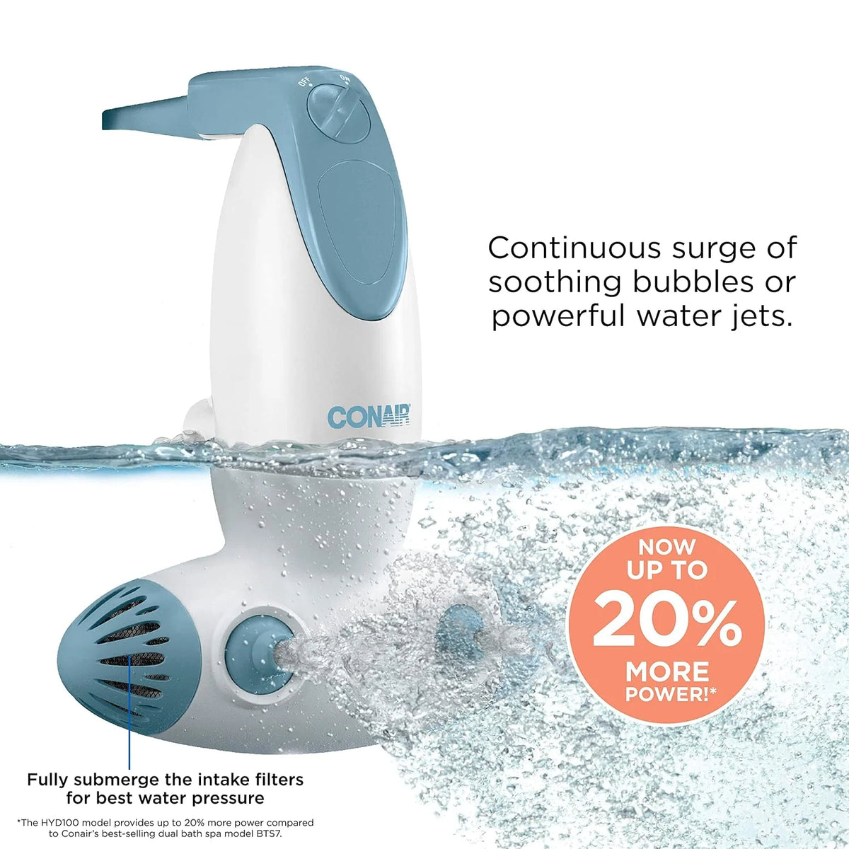 Conair Jet Hydro Spa - Portable Bath Spa with Dual Hydro Jets for Tub - BathSpa Jet - Tub Creates Soothing Bubbles and/or Massage - SpaBath for At Home Use (Pack of 2)
