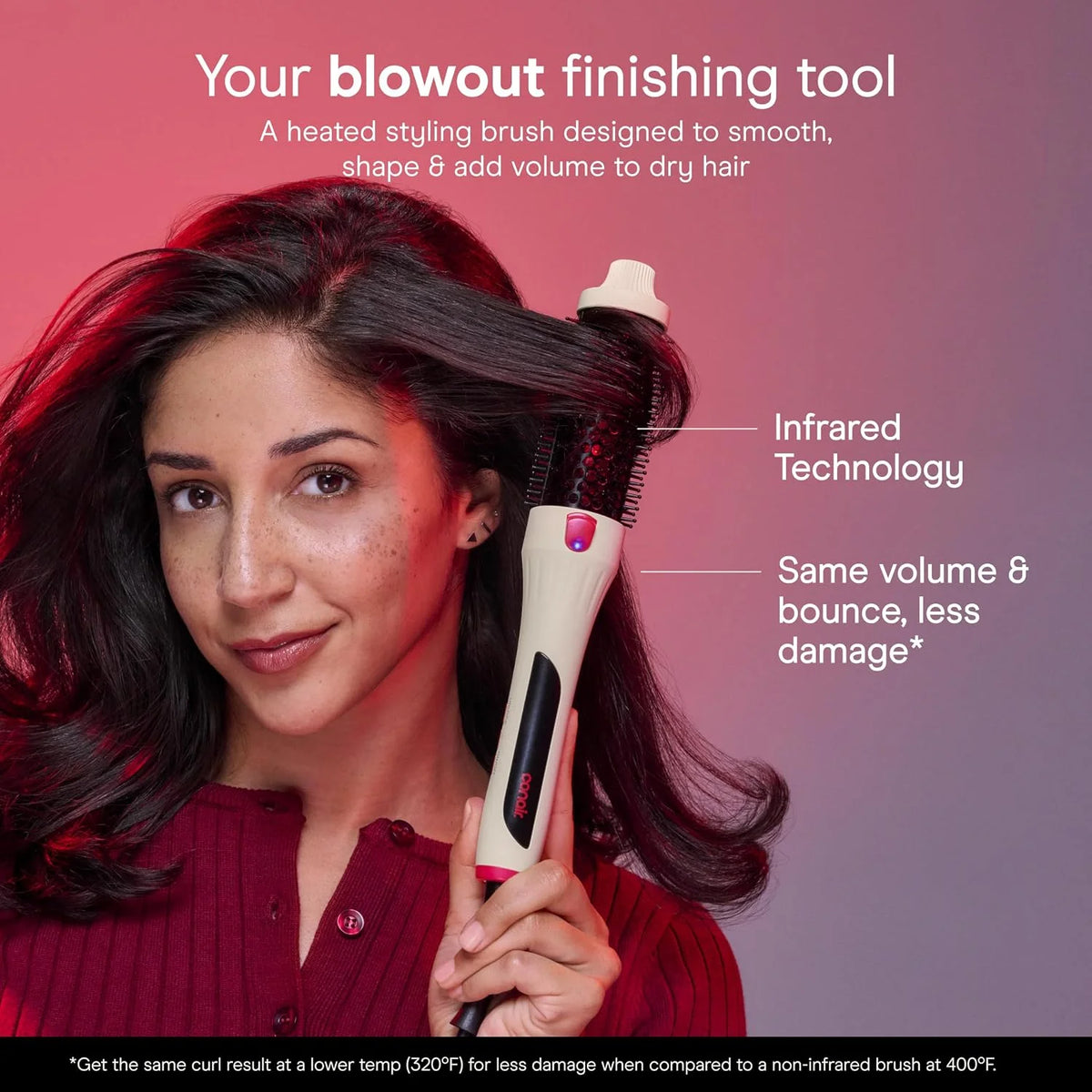 Conair InfinitiPRO Infrared Thermal Brush, Dry-Hair Styling, 1.5”, Cream