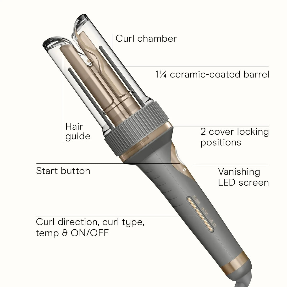 INFINITIPRO BY CONAIR Curl Secret Automatic Curling Iron - 1 1/4-inch Barrel - Hair Curler for All Hair Types and Medium to Long Hair Lengths - Dual Voltage for Worldwide Travel