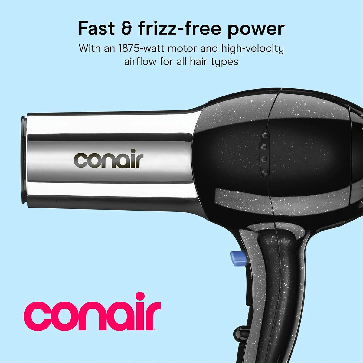 Conair Ionic Hair Dryer with Concentrator Attachment, 1875W, Full Size