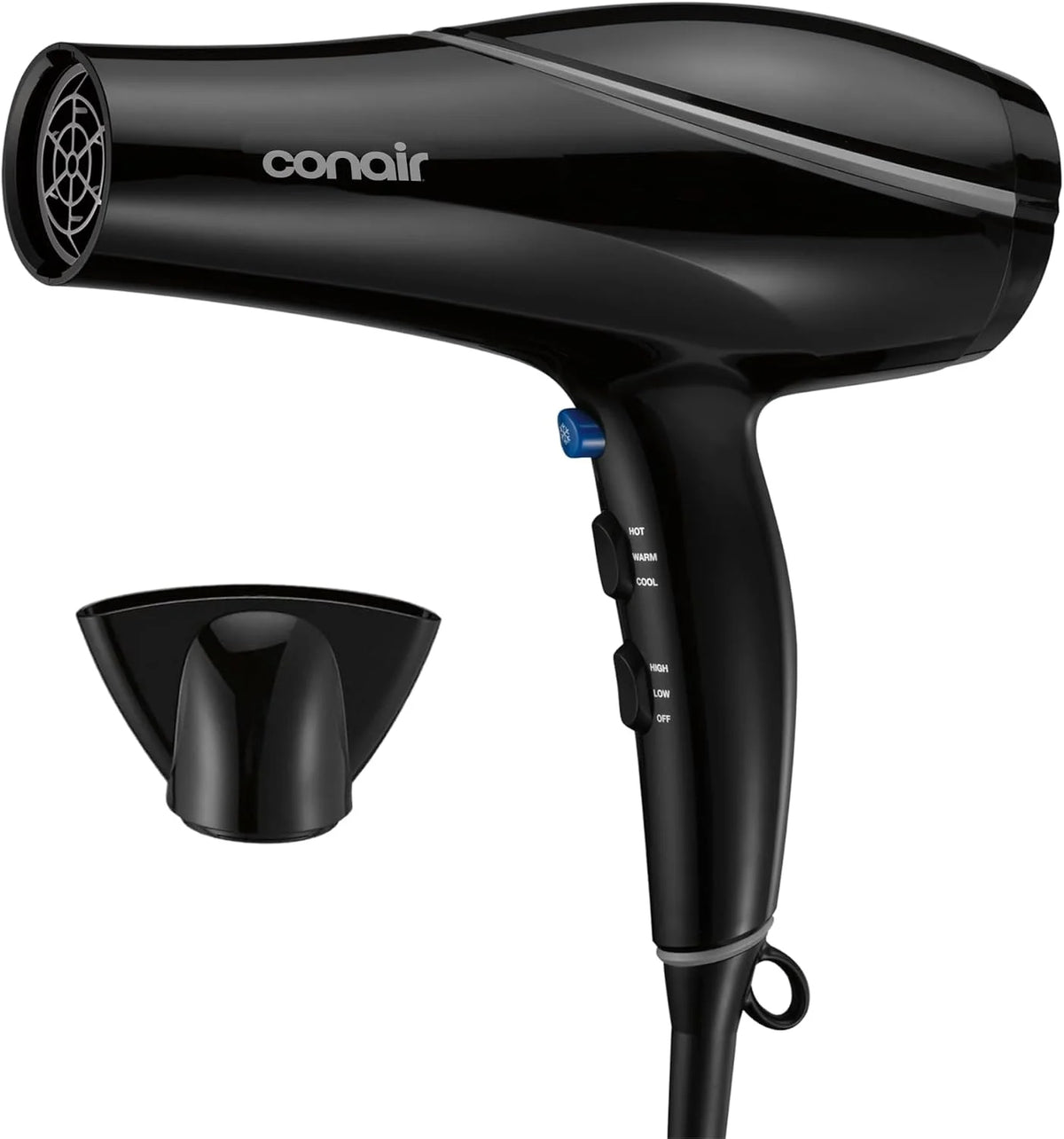 Conair Hair Dryer with Concentrator Attachment, Ceramic Technology, Black