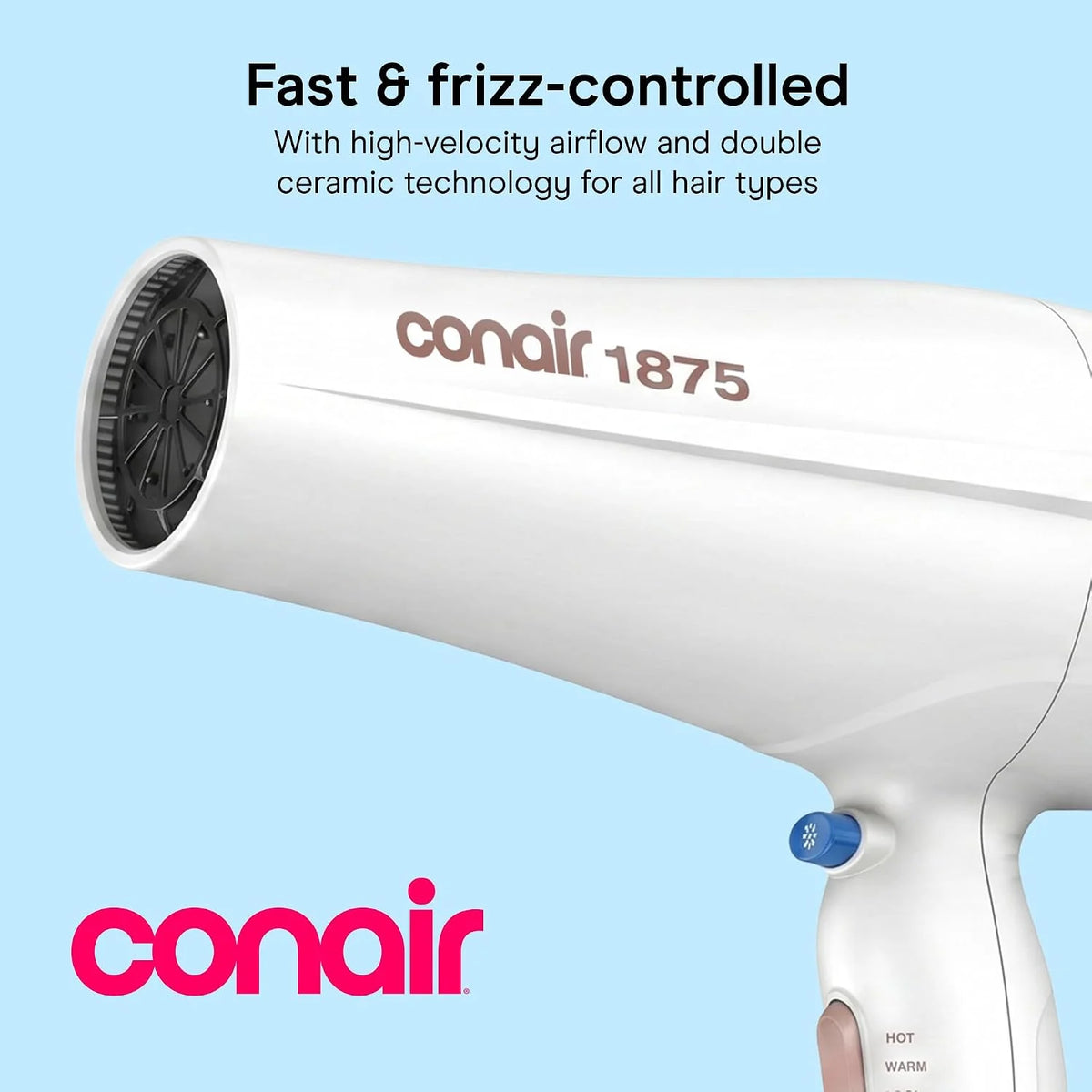 Conair Double Ceramic Hair Dryer with Diffuser & Concentrator, 1875W