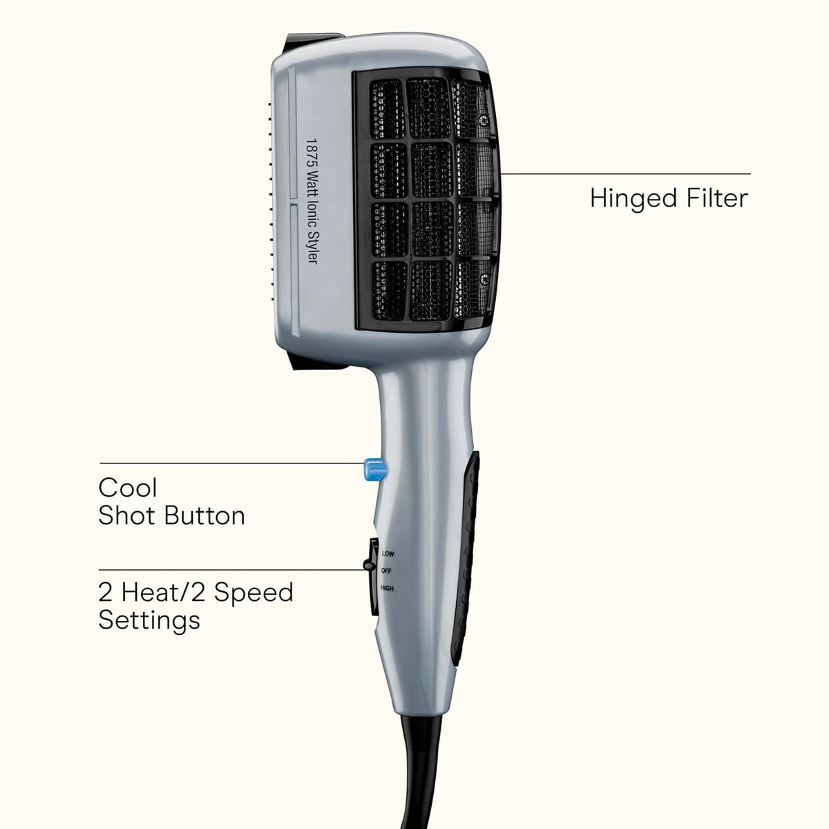 Conair Hair Dryer, 3-in-1 Styling, 1875W, 3 Attachments, Ionic