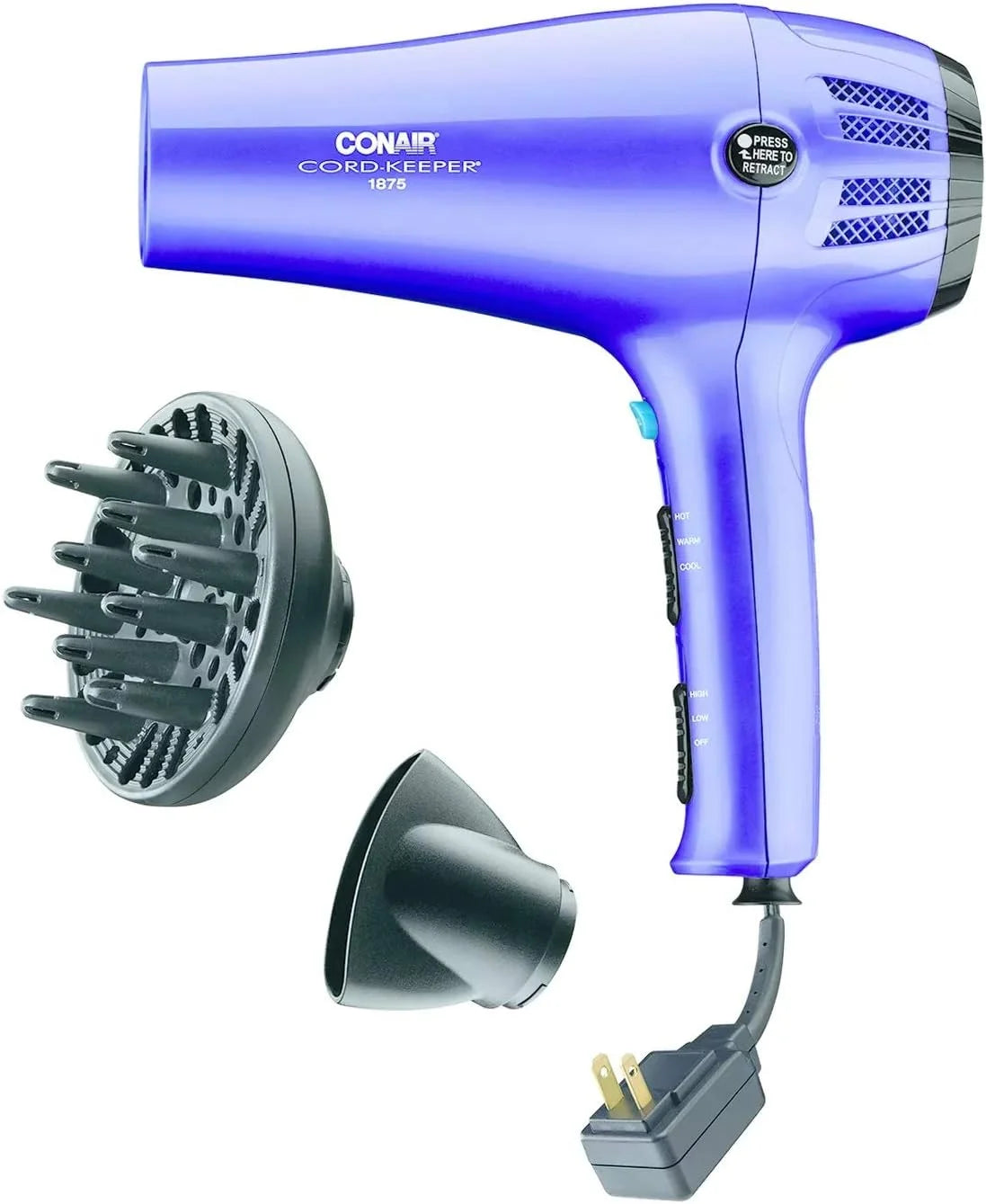 Conair Ionic Cordkeeper Dryer, Purple/Blue