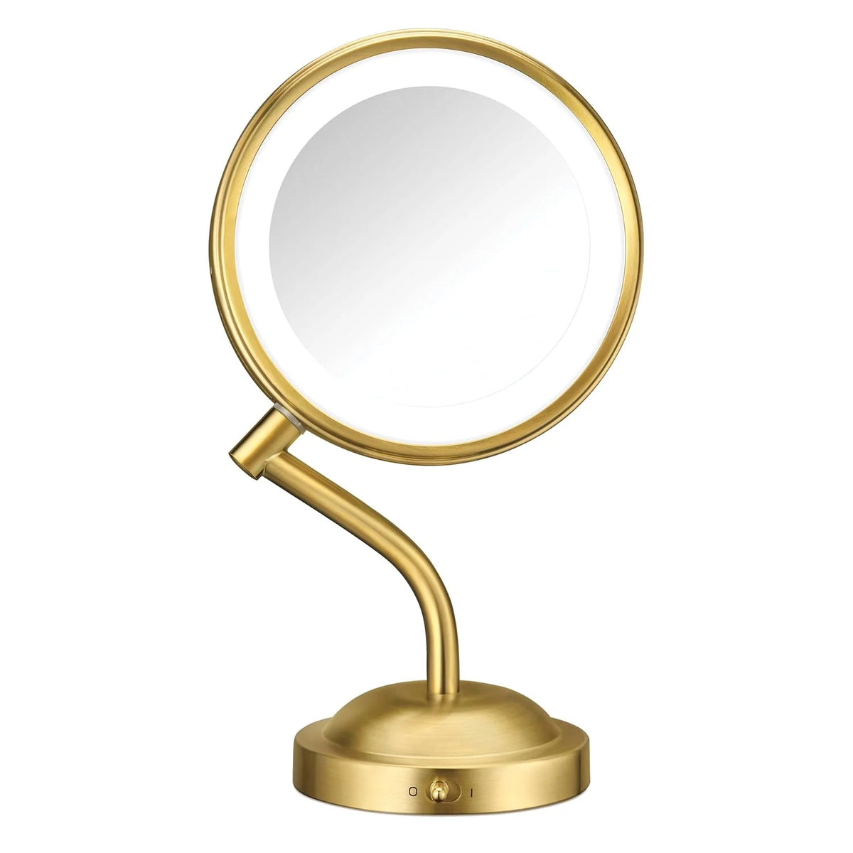 Conair Lighted Makeup Mirror, LED Vanity Mirror, 1X/5X Magnifying Mirror, Battery Operated in Brushed Brass