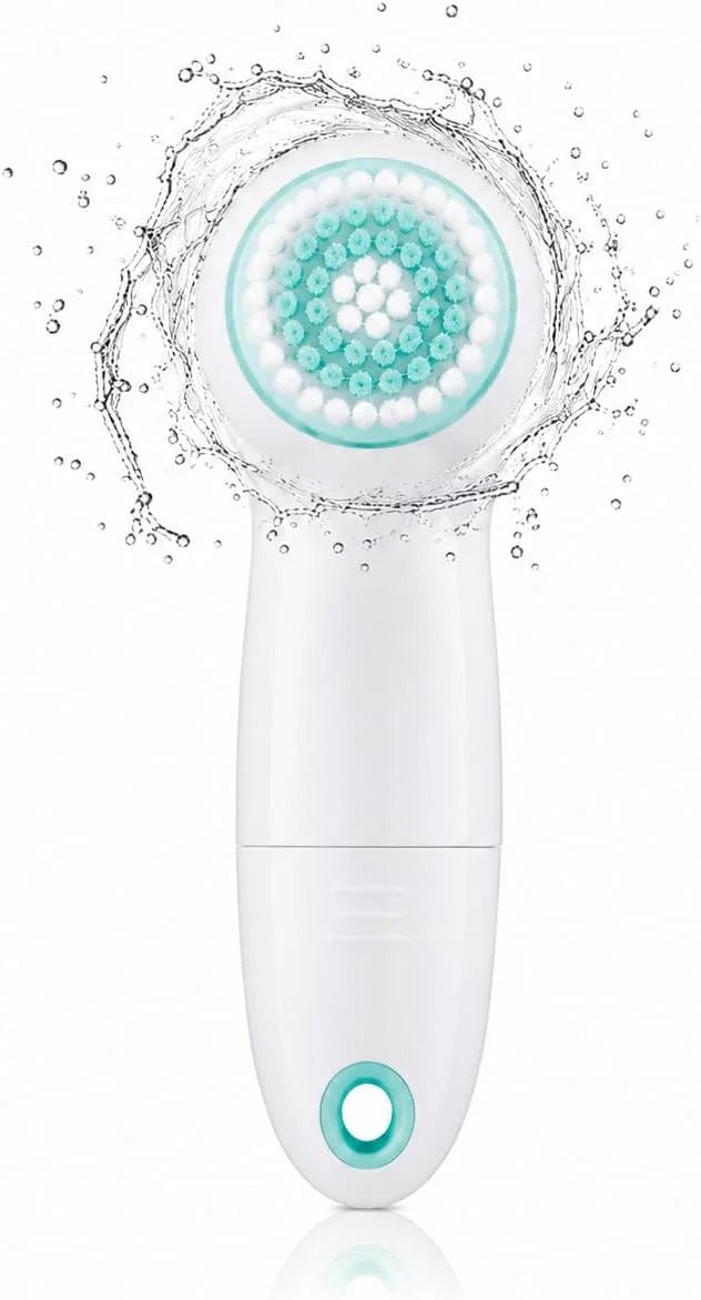 True Glow by Conair Sonic Facial Cleansing Brush (FCB6N) – Waterproof Electric Face Scrubber Set with 3 Brush Heads, Battery Operated for Deep Pore Cleansing & Exfoliating