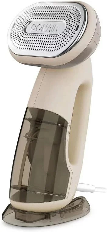 Conair ExtremeSteam 2-in-1 Handheld Garment Steamer & Iron with Turbo, Portable Heavy Duty Fabric Steamer with Smart Sensor Safety Feature, 4 Settings & 4 Attachments, Almond/Champagne