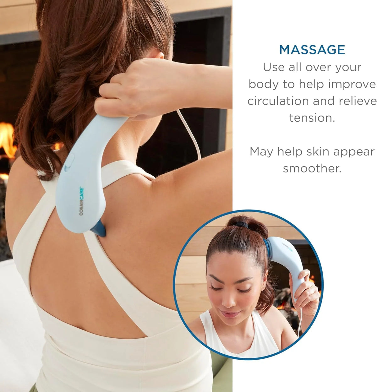 Conair Face & Body Massager with 4 Versatile Attachments for Neck, Back, Scalp, Knee, Head, Face and Leg - Deep Tissue Vibration Massage for Tension Relief