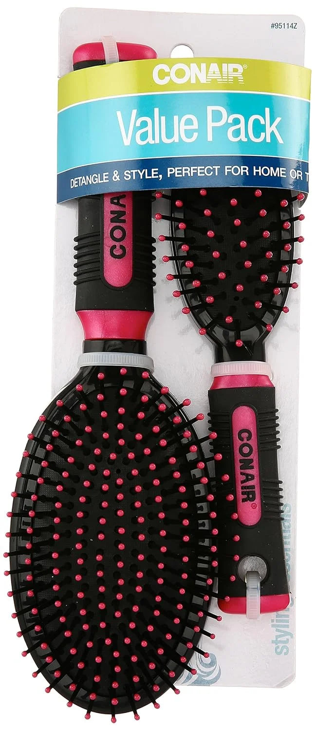 Conair Professional Full and Mid Size Nylon Cushion Detangle Style Brush Set -- 3 per case.