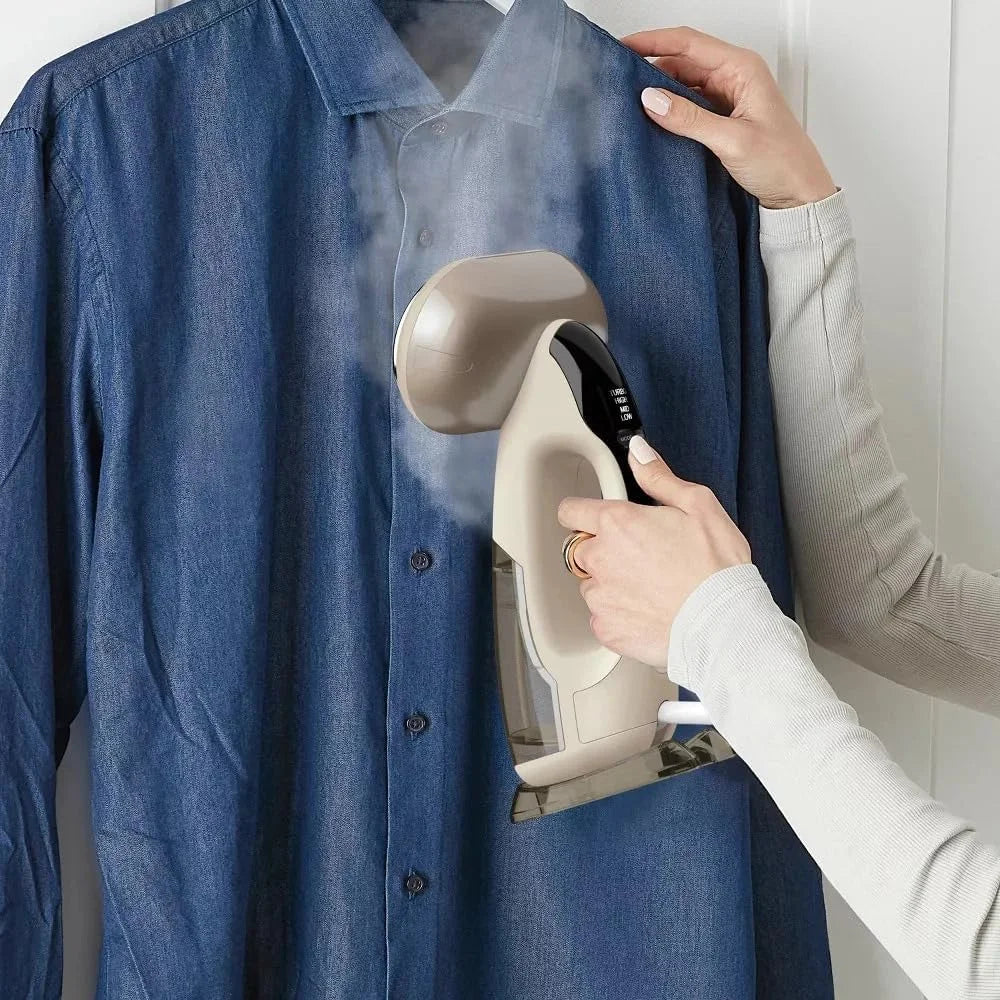 Conair ExtremeSteam 2-in-1 Handheld Garment Steamer & Iron with Turbo, Portable Heavy Duty Fabric Steamer with Smart Sensor Safety Feature, 4 Settings & 4 Attachments, Almond/Champagne