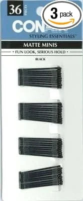 Conair Matte Minis Black Bobby Pins (3-Pack)