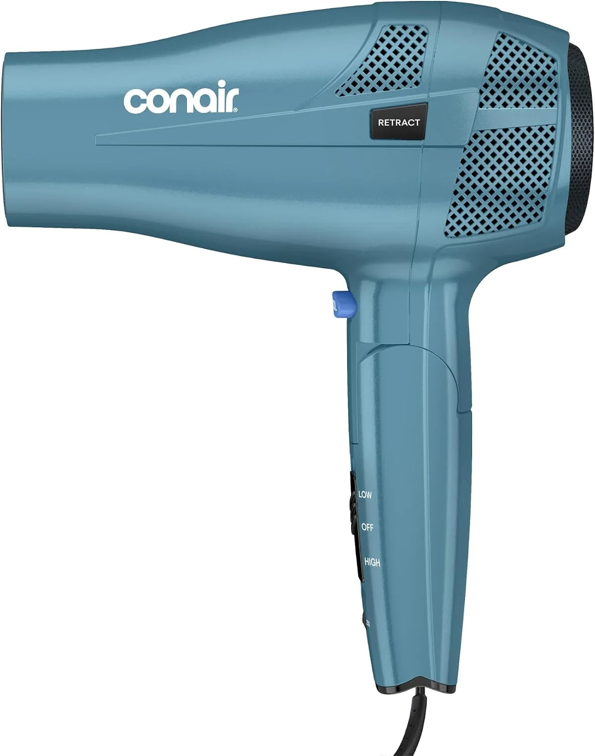 Conair Travel Hair Dryer, Dual Voltage, Folding Handle, 1875W, Blue
